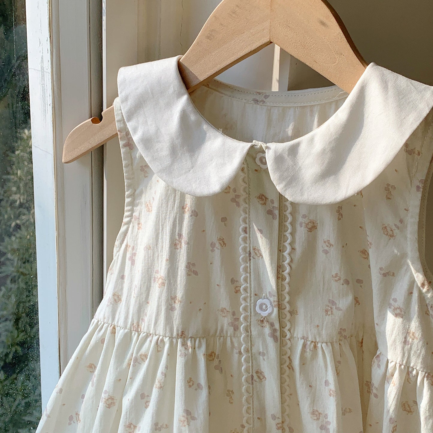 Girls' French Floral Doll Collar Dress