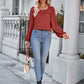 Solid Color Square Collar Slim Fit Long-sleeved Versatile Top