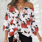 Striped Off-the-shoulder Chiffon Shirt Women's Long Sleeve