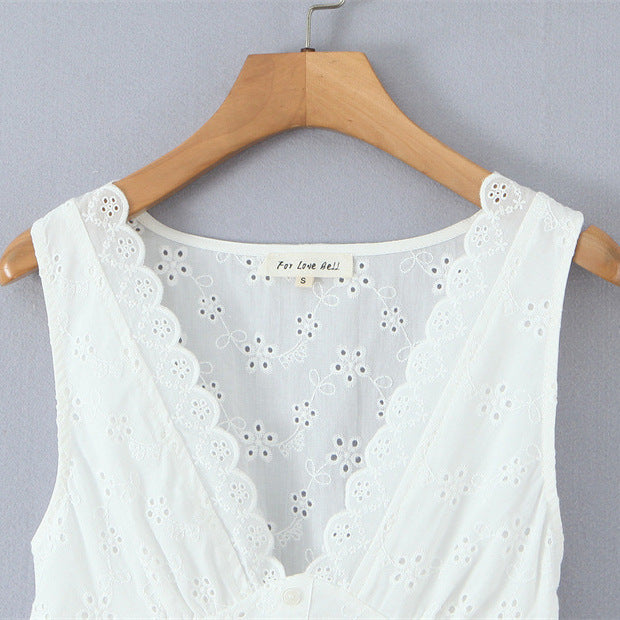 European And American Retro V-neck Embroidery Dress