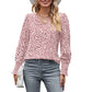 Chemise ample en mousseline imprimée à manches longues et col en V pour femme