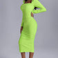 Long Sleeve Square-neck Elegant Slim-fit Dress