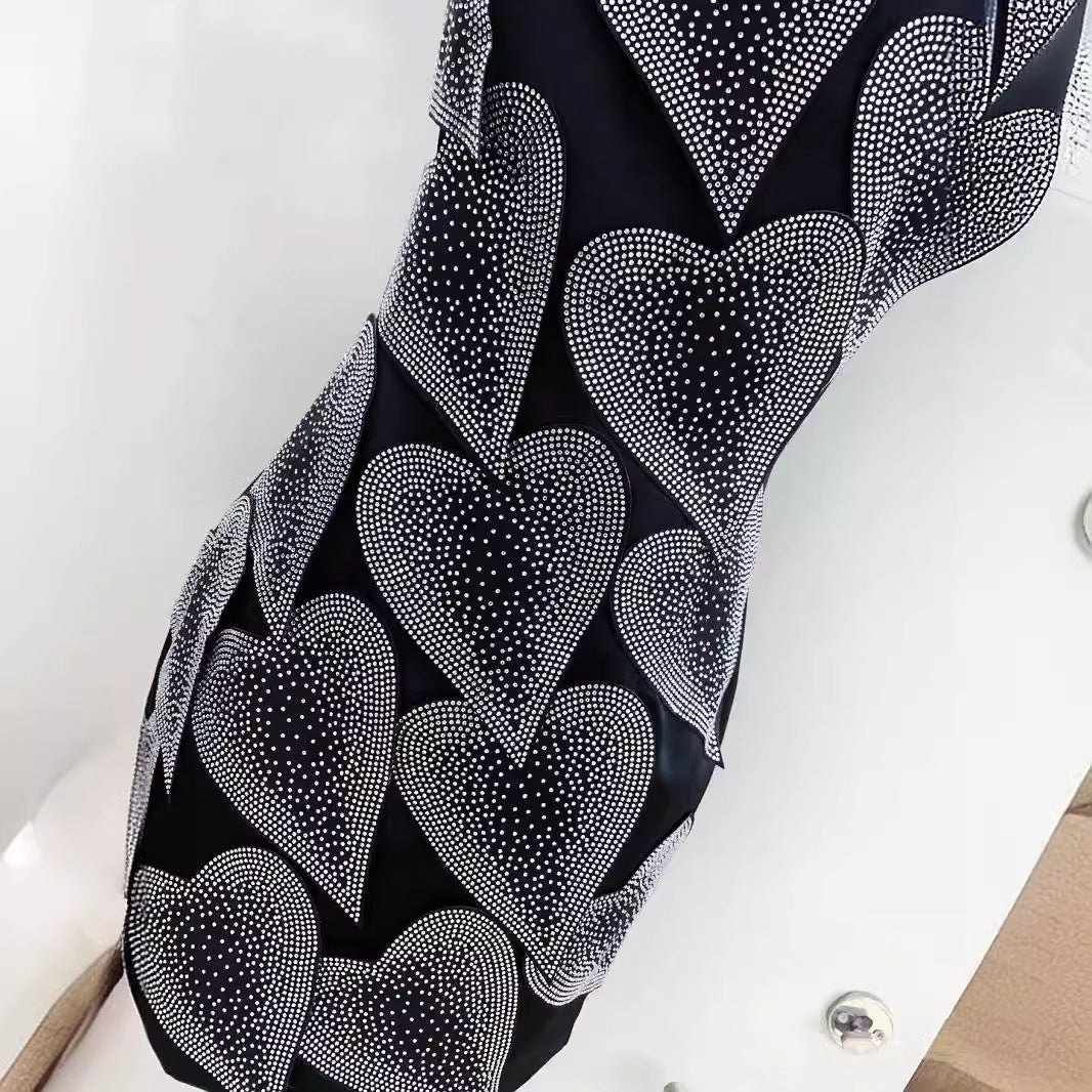 Heavy Embroidery Drilling Tube Top Slimming Dress