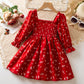 Autumn Girls' Long Sleeve French Puff Sleeve Princess Floral Skirt