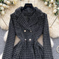 Vintage Double-breasted Waist-cinched Long-sleeve Dress