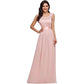 Robe tendance à col rond et coutures en dentelle