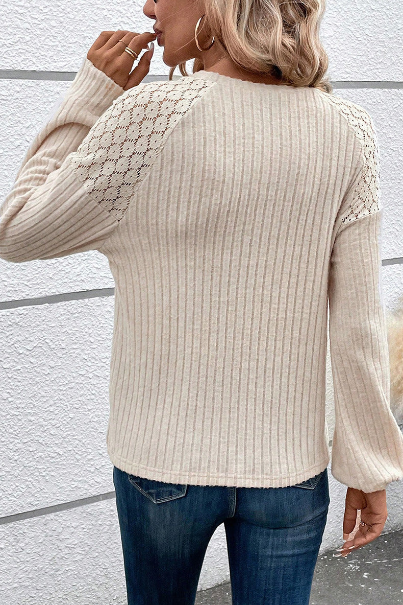 Solid Color Long-sleeved Top Women's European And American Commuters' All-matching
