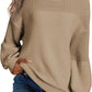Solid Color Lantern Sleeve Pullover Round Neck Sweater