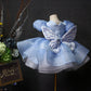 Blue For Children Short Butterfly Dress New Bubble Skirt