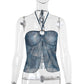 Classic Style Temperament Mesh Floral Print Halter Top Women