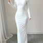 Sleek Long-sleeved Solid-color Dress That Hugs