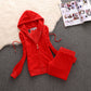 Pure Color Small Feet Plus Size Velvet Women's Casual Suit
