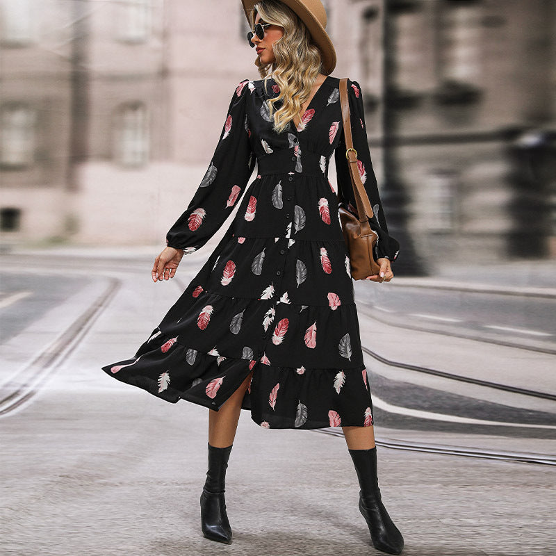 Robe à manches longues à imprimé floral