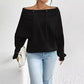 Women's Loose Solid Color Casual Drawstring Off-the-shoulder Off-shoulder Top