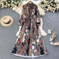 Temperament Slim Long Heavy-duty Pleated Design Print Holiday Skirt