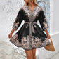 Women's V-neck Lace-up Waist Dress