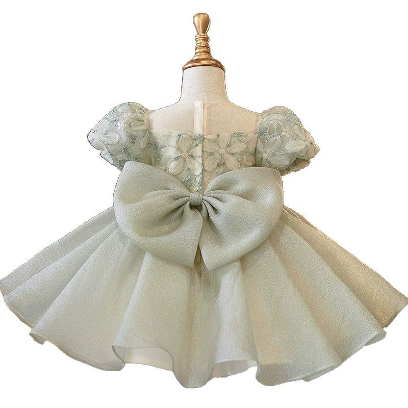 French Children's Birthday Dress Fruit Green