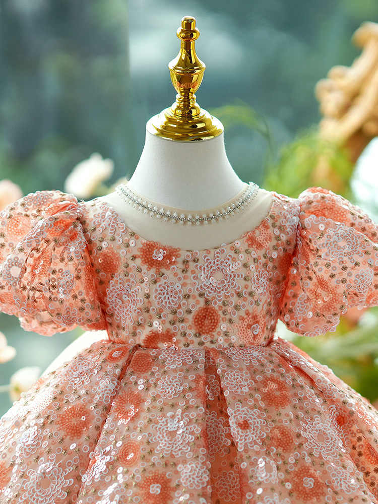 Children's Shiny Princess Dress Puffy Grenadine