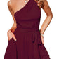 Off-the-shoulder Knot Tie Pocket Street One-piece Shorts For Women