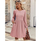 Jacquard Knitted Temperament Bubble Long Sleeve Dress Women