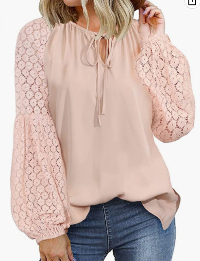 Lace Stitching Lace Loose T-shirt