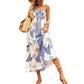 Bohemian-print Strap Tassel Maxi Dress