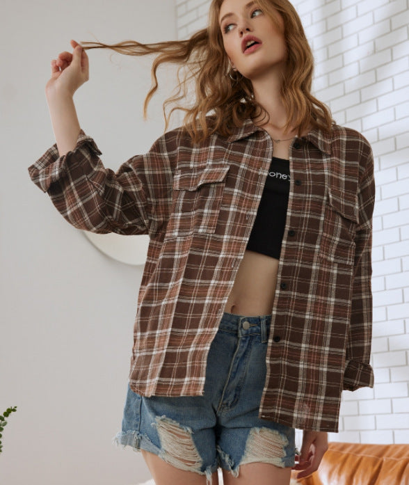 Lapel Long-sleeved Temperament Multicolor Shirt