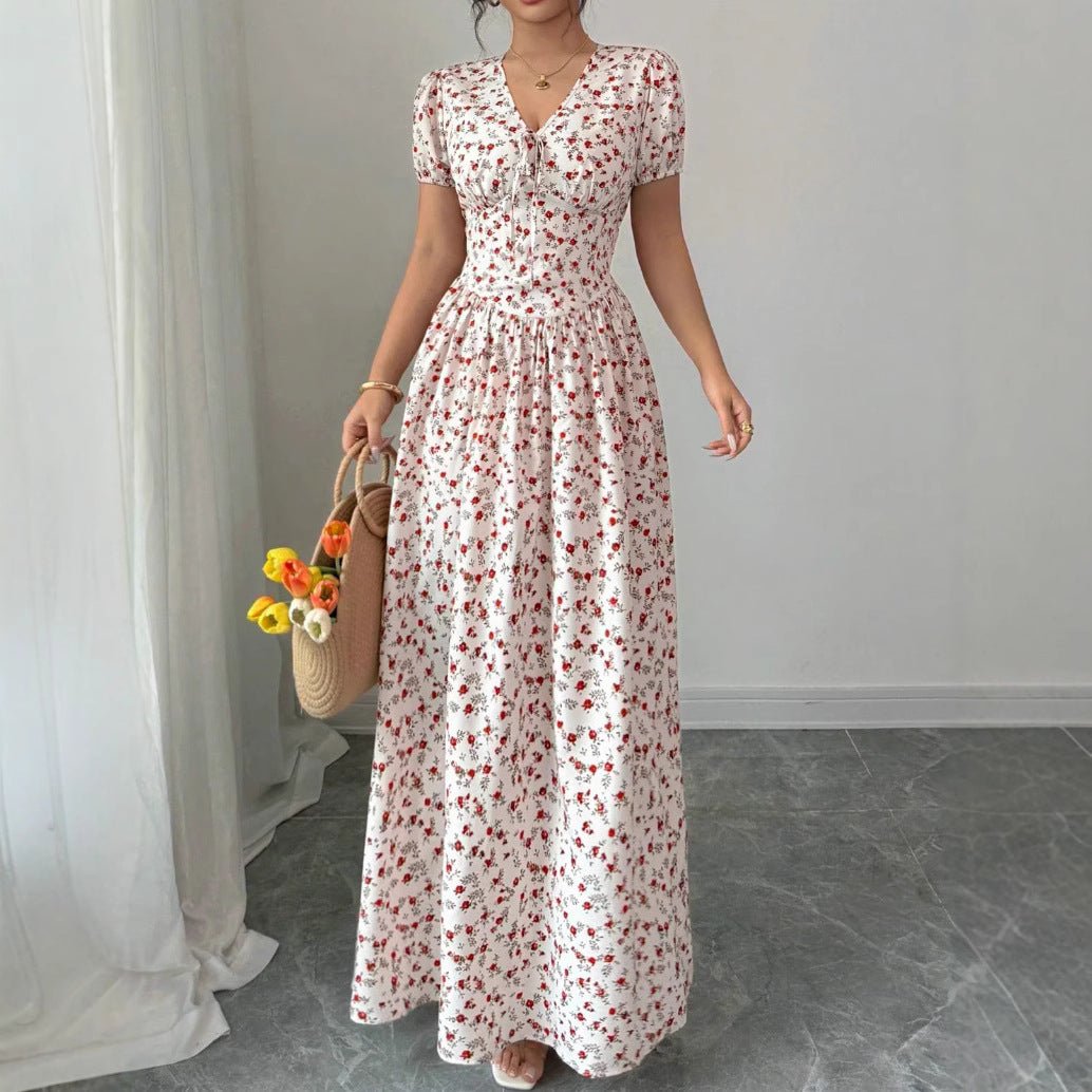 New Womens Floral-print Maxi Dress