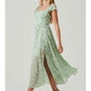 Fashionable Green Shivering Waist Slimming Temperament Lady Mid-length Dress