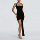 Lace-up Mesh Spliced With Ribbons Maxi Dress Elegant One-piece Dress