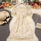French Floral Dress Women's Tea Break Bellflower Skirt With Puff Sleeves