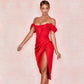 Temperament Split Fishbone Pattern Backless Off-shoulder Dress