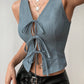 Women's Lace Up Slim Fit Top