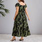 Floral Flutter-Sleeve Drawstring-Waist Maxi Midi Slimming Dress