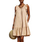 New Stylish Casual Loose Round-Neck Sleeveless Ruffle-Trim Dress