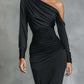 Autumn Black Off-the-Shoulder Long Dress
