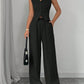 Elegant Button-front Sleeveless Vest And Trousers Set
