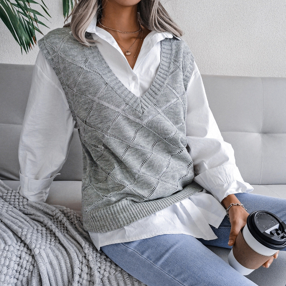 Women's Fashion Casual Knitting Vest Sweater