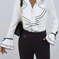 Solid Color Casual Ruffled Flared Sleeve Shirt Top