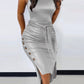 Fashion Casual Solid Color Leather Sleeveless Sheath Slim Fit Dress