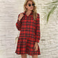 Plaid Shirt Long Sleeve Single Breasted Dress