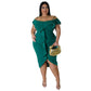 Solid-color Dress Halter-neck Midi Skirt