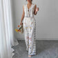 Fashionable Sexy Loose-fit Lace-up Vest Top With Wide-leg Trousers