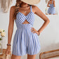 Women's Holiday Solid Color Hollow Twist Knot Jumpsuit