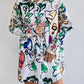 Ladies Fashion Belt Shirt Print Dress
