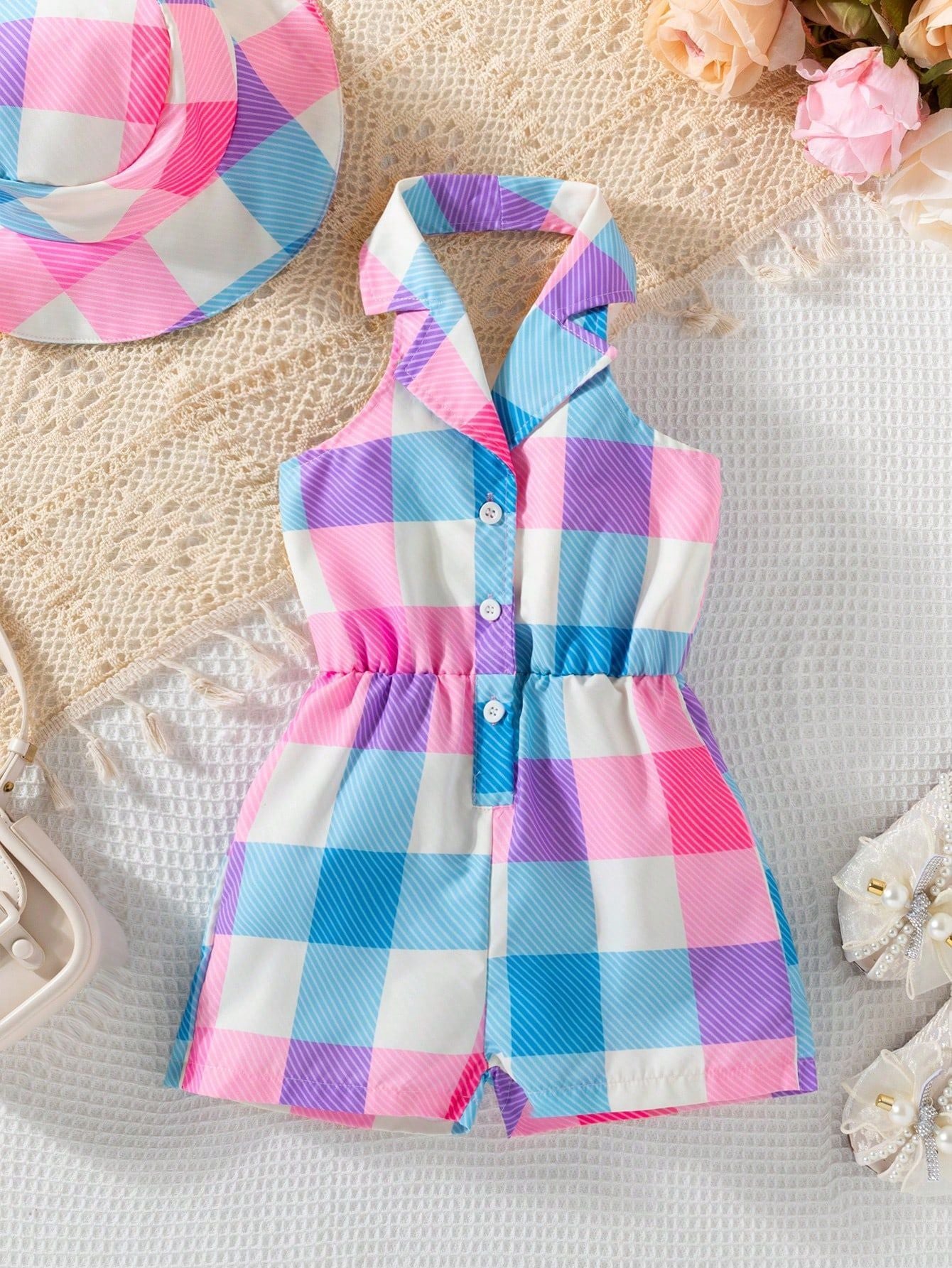 Girls' Woven Halter Backless Princess Dress