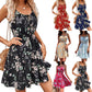 Elegant Sleeveless Dress Pullover Print Elastic Waist