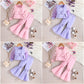 Girls' Mesh Sleeve Top Bell-bottom Pants Suit