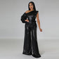 Autumn And Winter New Wide-leg Pants Solid Color Evening Dress Jumpsuit