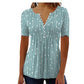 Fashion Printed Long Sleeved Shirt V-neck Blouses Ladies